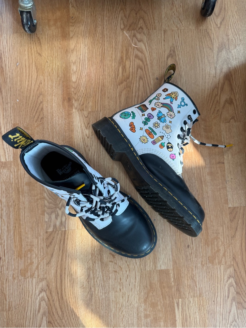 Dr Martens 1460 Wednesday Holmes for Pride B&W Lace-Up Boots Colorful